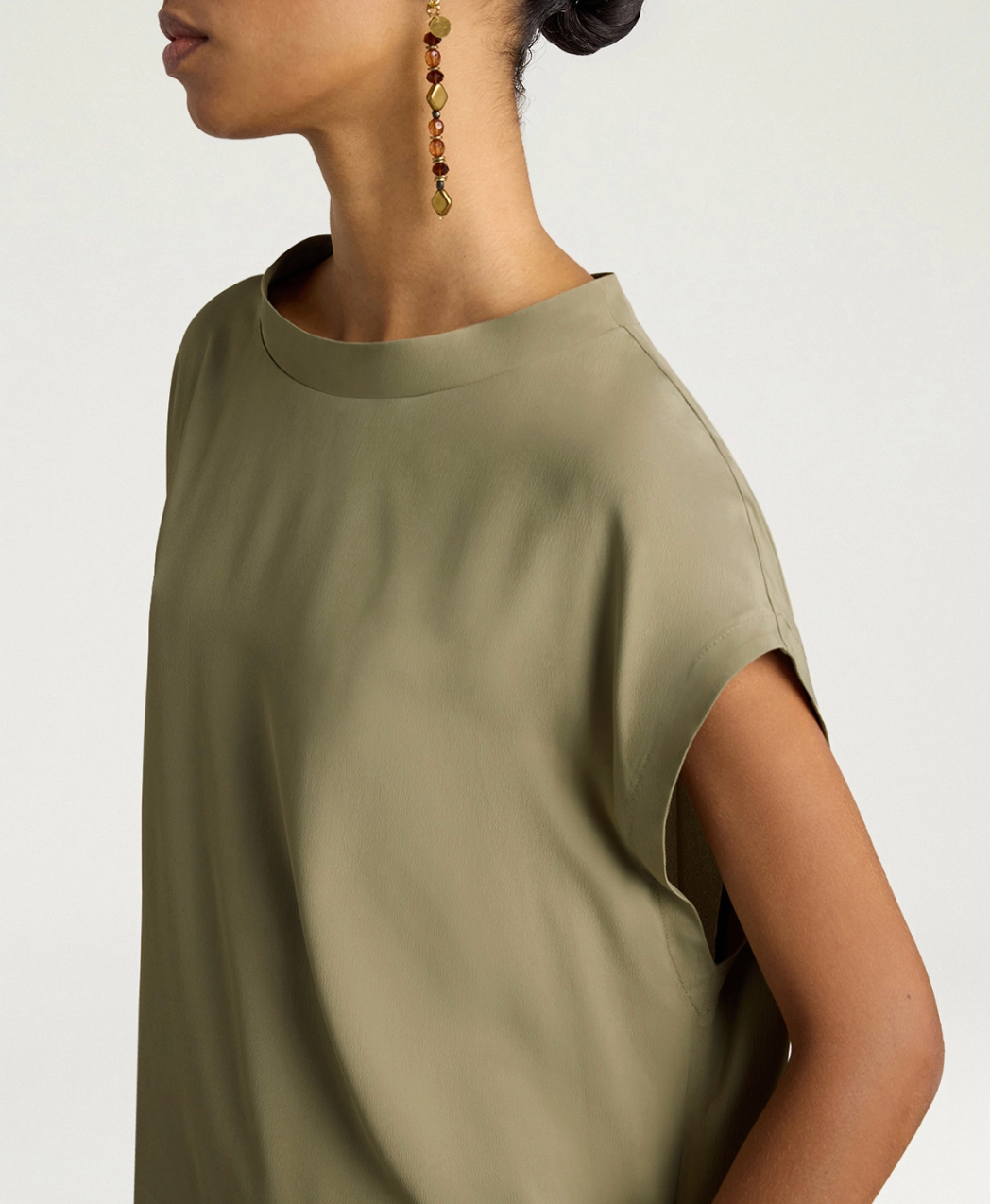 Blouse Curacao Soie Vert Sage - Momoni