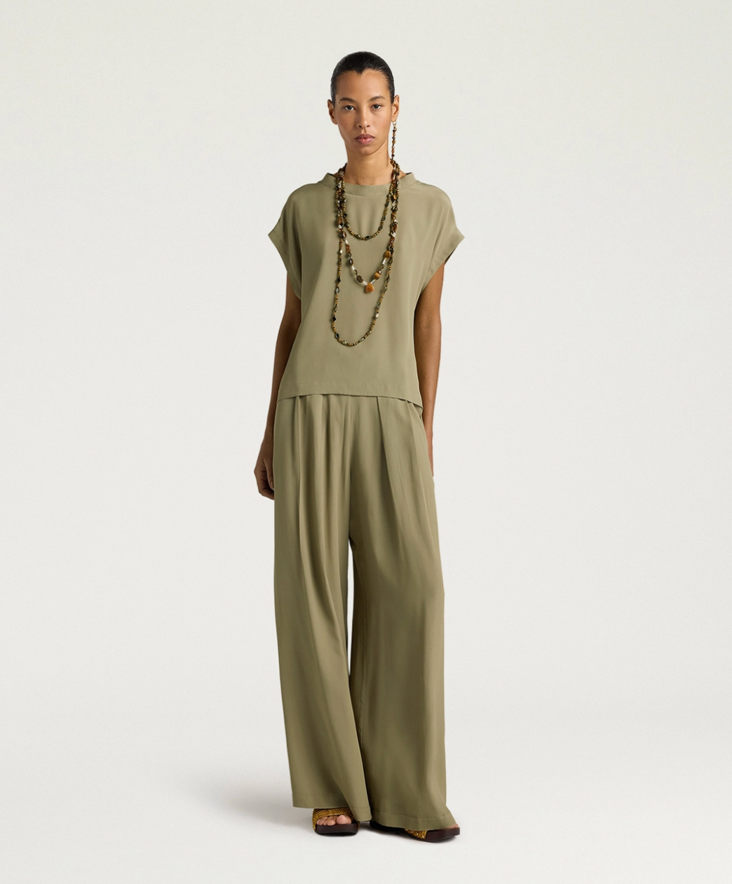 Blouse Curacao Soie Vert Sage - Momoni