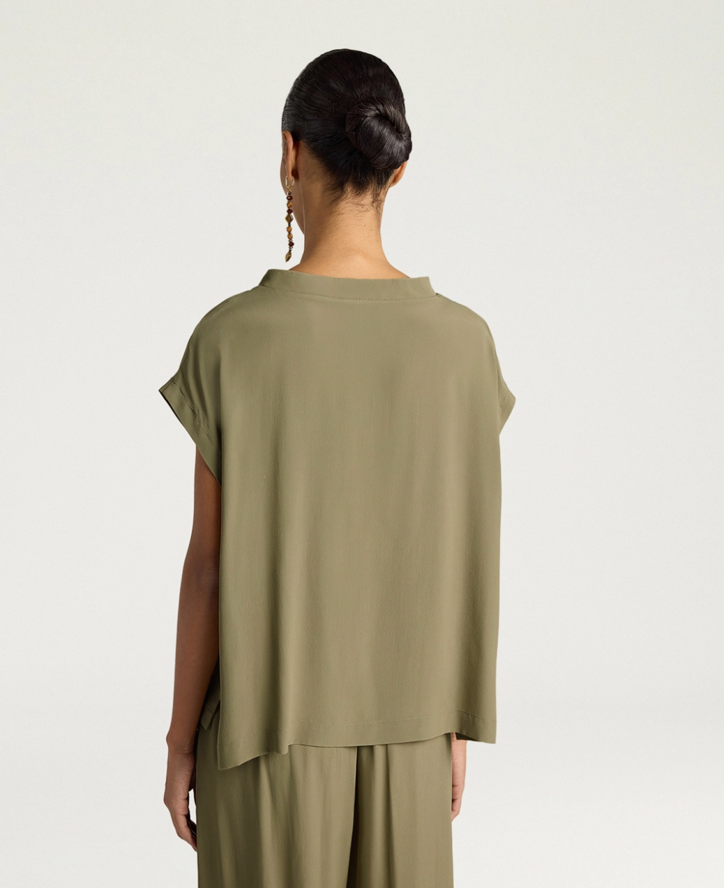 Blouse Curacao Soie Vert Sage - Momoni