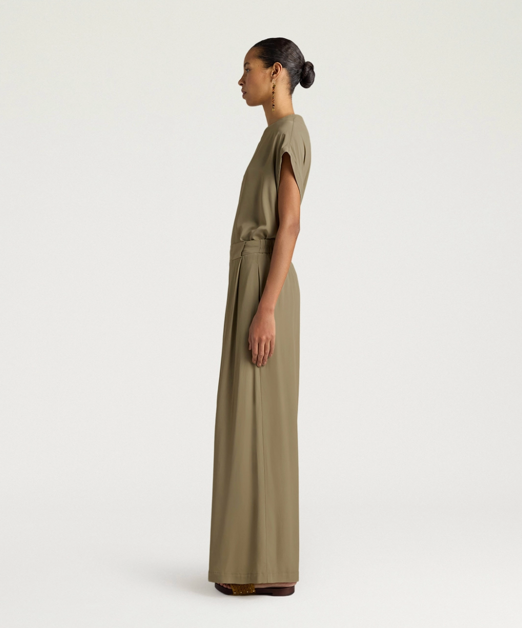 Pantalon Aspen Soie Vert Sage - Momoni