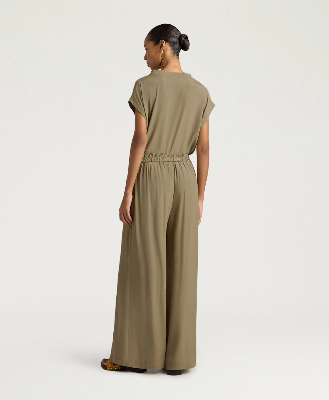 Pantalon Aspen Soie Vert Sage - Momoni