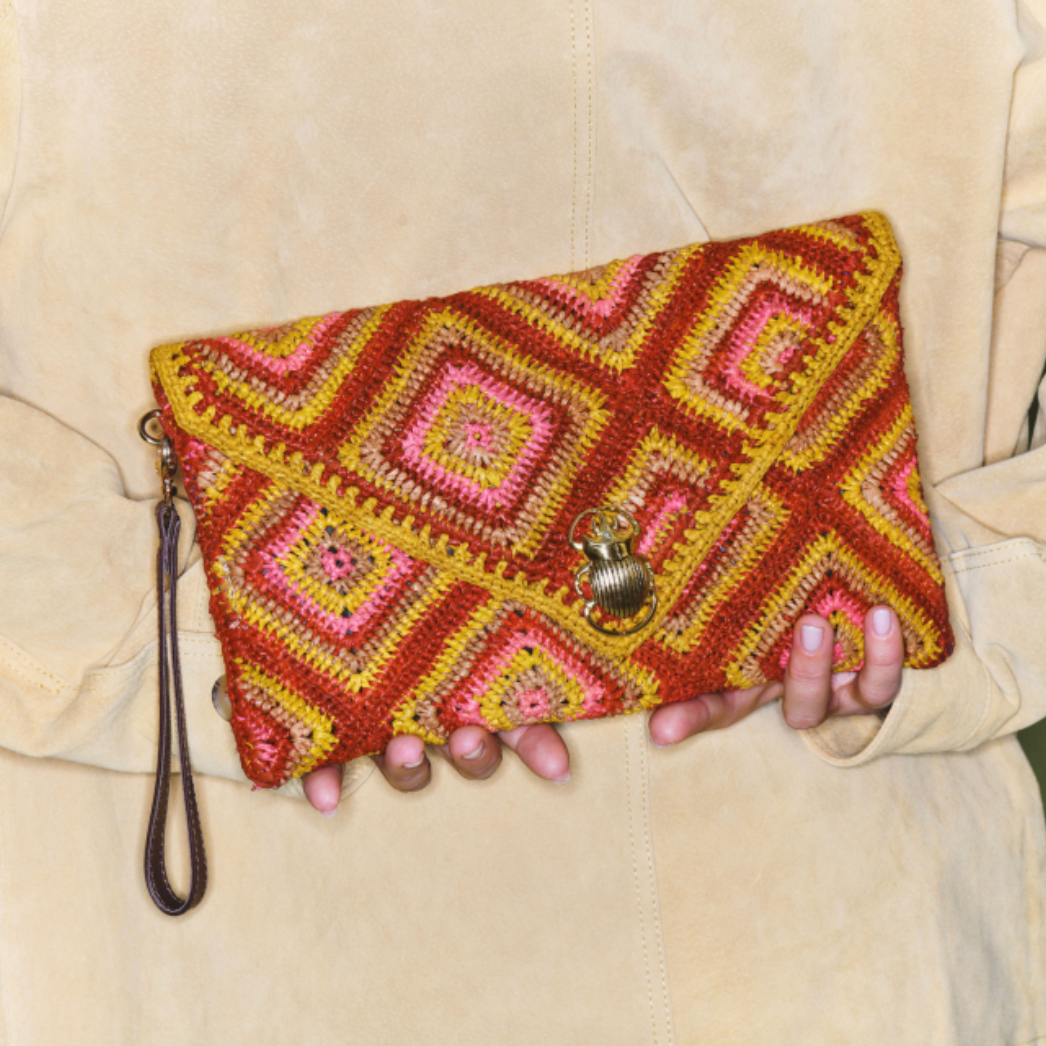 Pochette Alicia Raphia Rose - Claris Virot