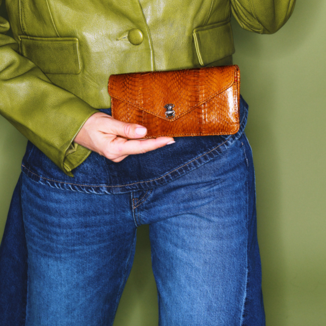 Portefeuille Long Alex Cobra Miel - Claris Virot