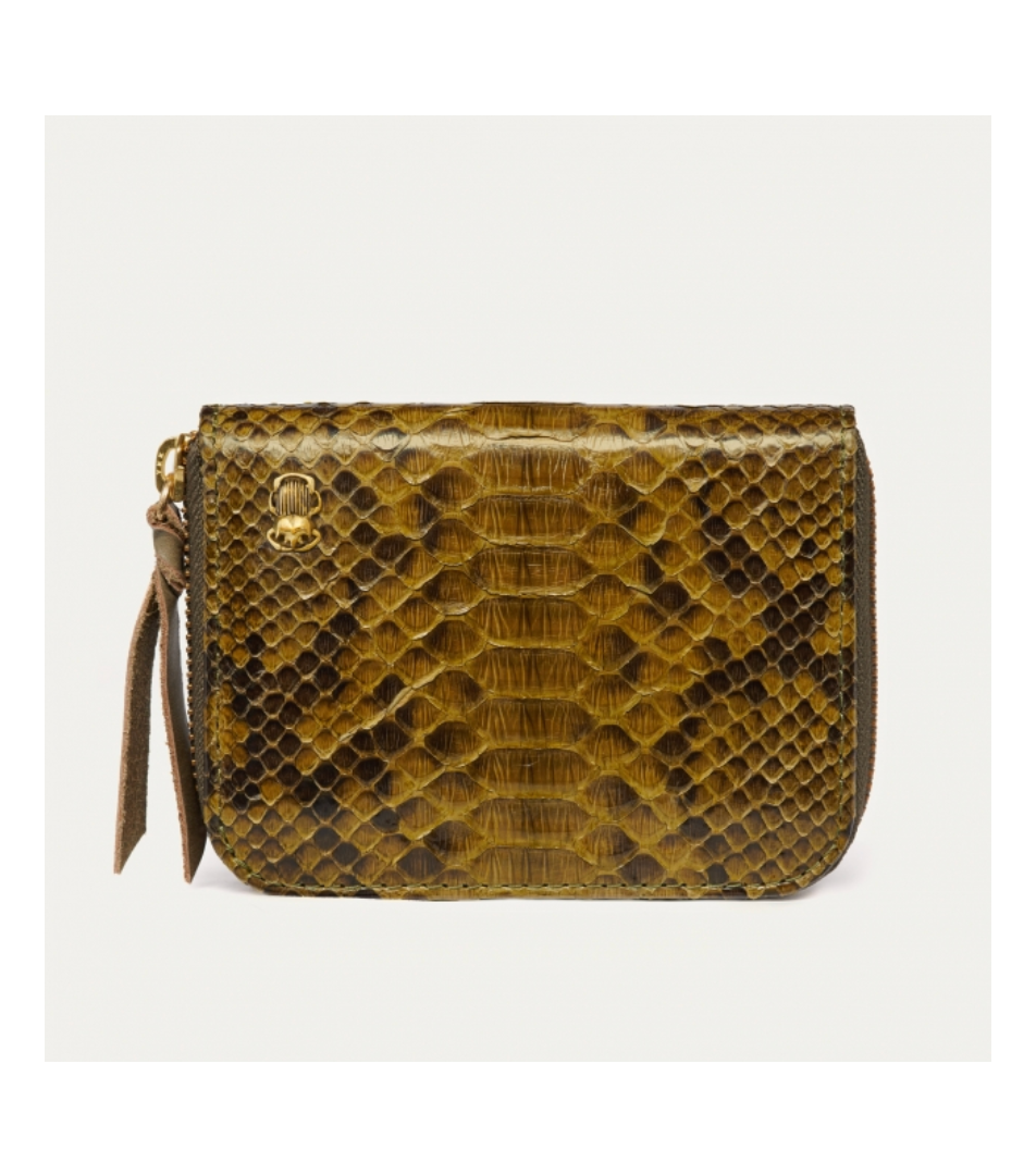 Portefeuille Python Mini Bob Dark Kaki - Claris Virot