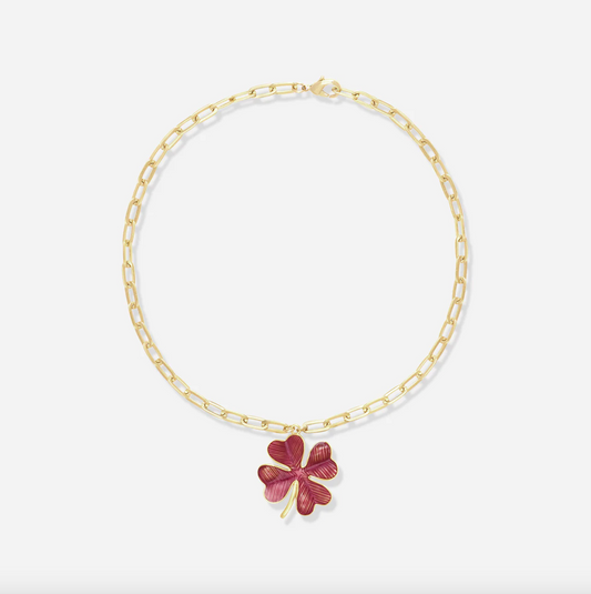 Collier Shamrock GM Émaillé Prune - Alexandra Margnat