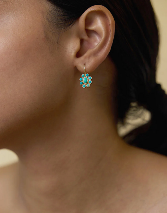 Boucles d'Oreilles 9 Planètes Turquoise - Dorothée Sausset