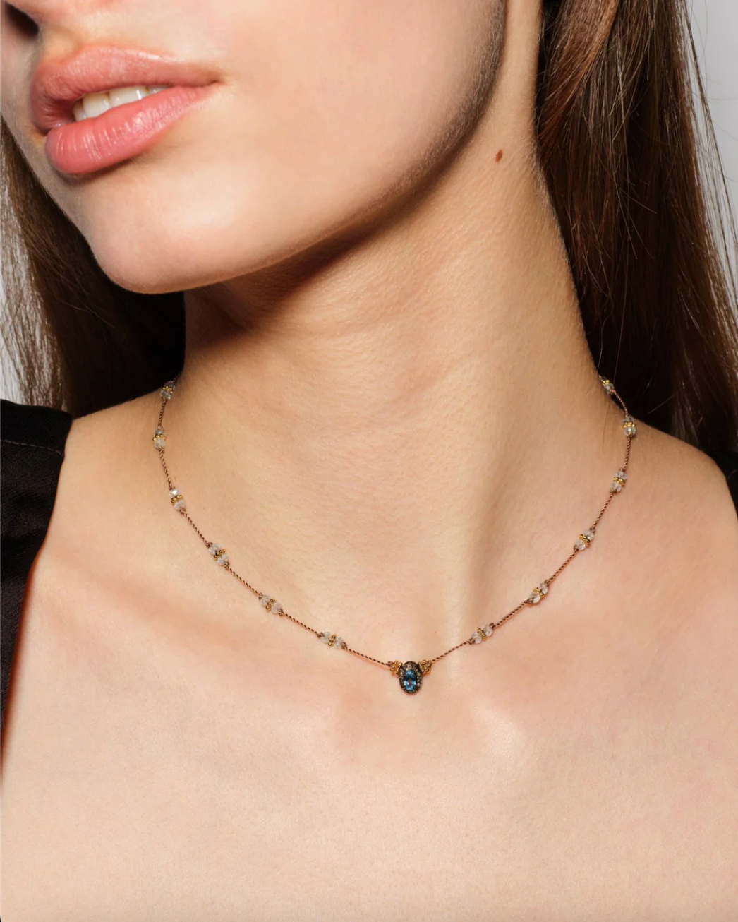 Collier Dâka Topaze Bleue - Tityaravy