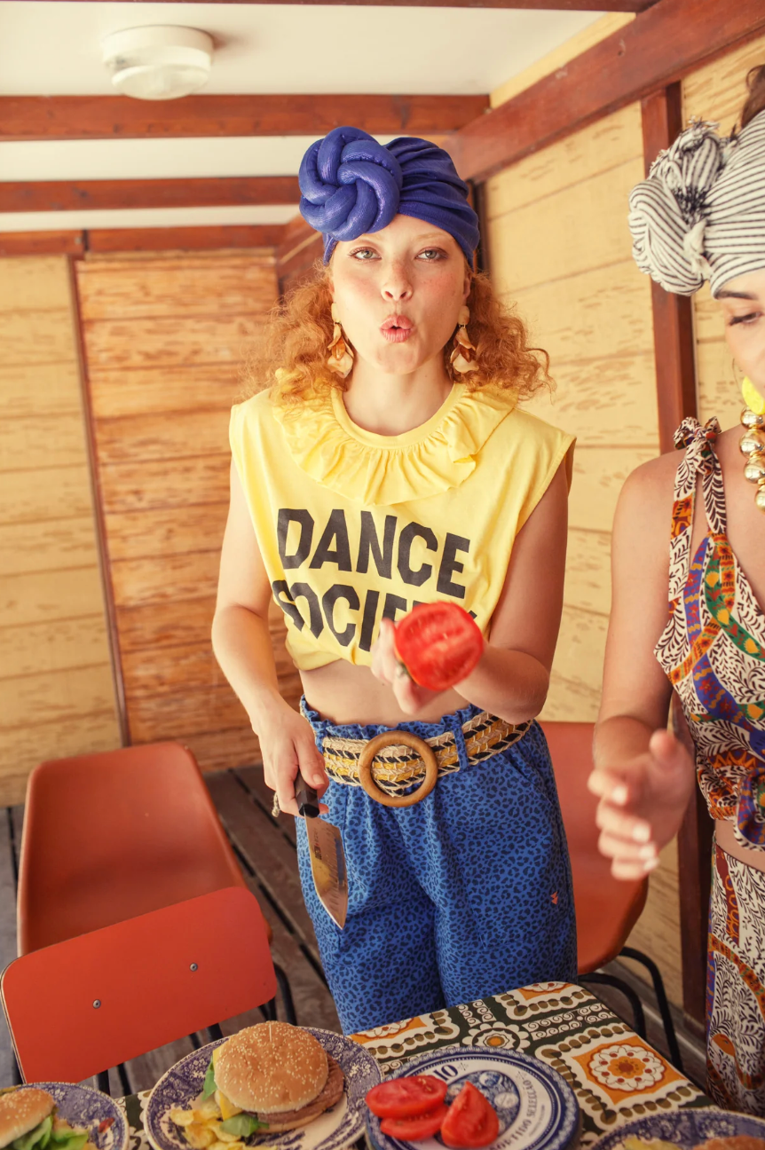 Pantalon Imprimé Animal Bleu