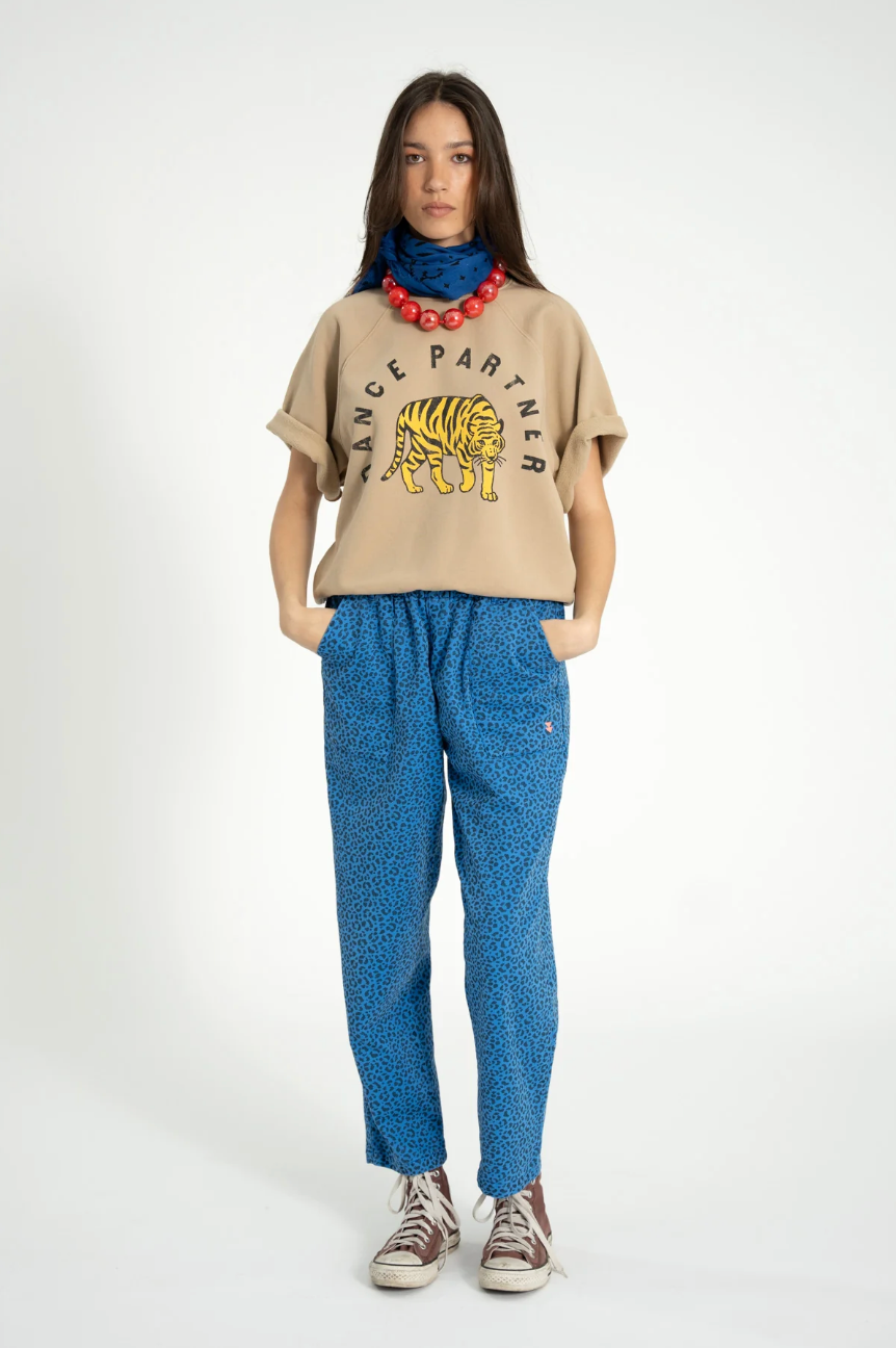 Pantalon Imprimé Animal Bleu