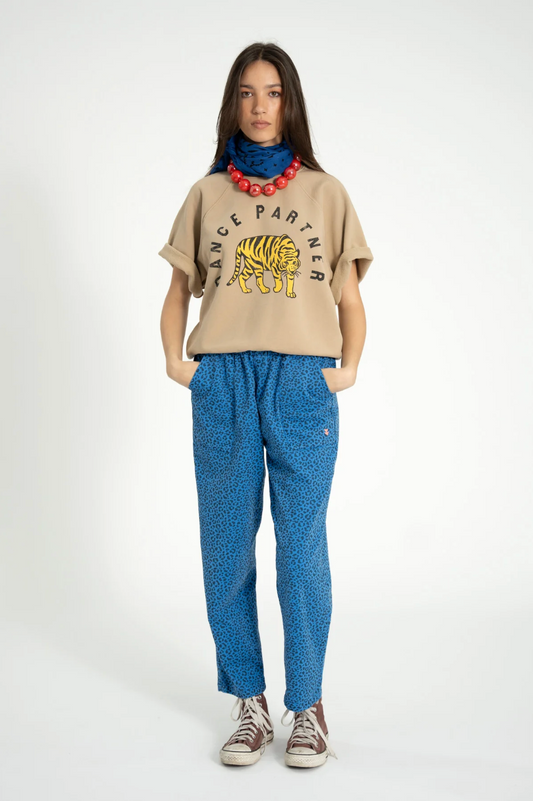 Pantalon Imprimé Animal Bleu