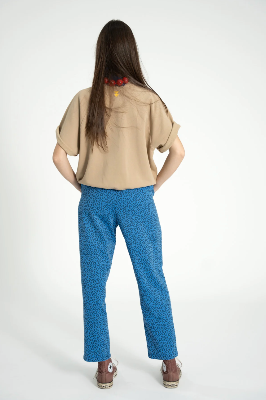 Pantalon Imprimé Animal Bleu