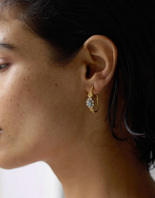 Boucles d'Oreilles Anne Labradorite et Pierre de Lune - Dorothée Sausset