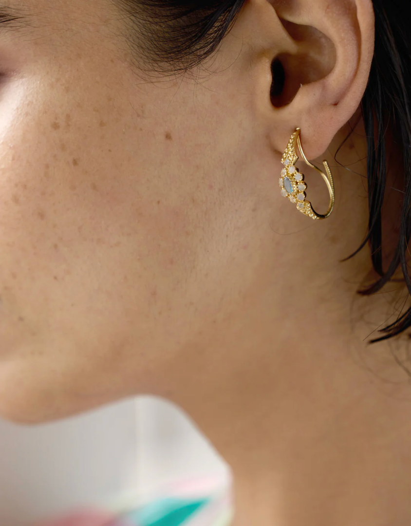 Boucles d'Oreilles Anne Labradorite et Pierre de Lune - Dorothée Sausset