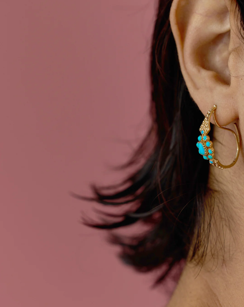 Boucles d'Oreilles Anne 4 Turquoise - Dorothée Sausset