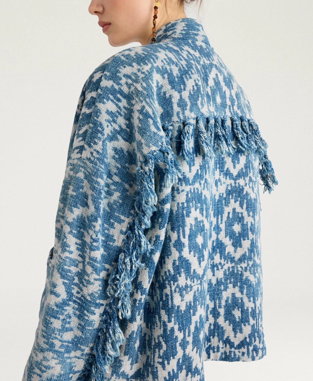 Veste Ara Imprimé Indigo Bleu/Crème - Momoni