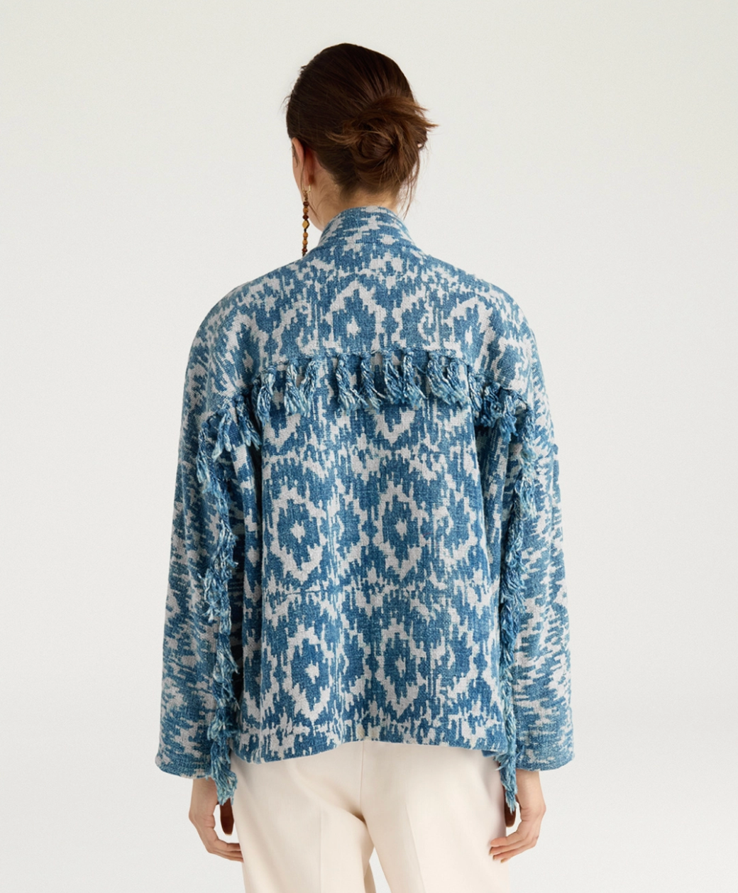 Veste Ara Imprimé Indigo Bleu/Crème - Momoni