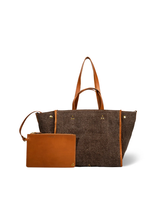 Cabas Léon M Toile Chocolat - Jérôme Dreyfuss