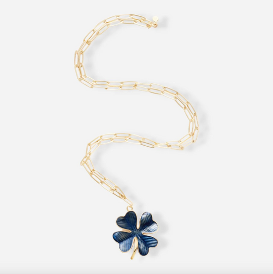 Sautoir Shamrock Émaillé Bleu - Alexandra Margnat