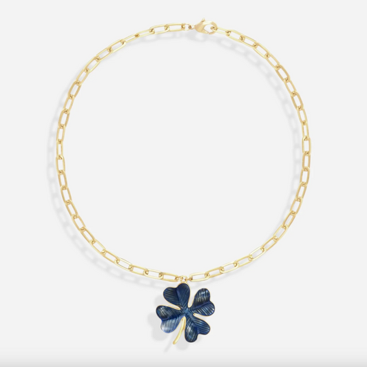Collier Shamrock GM Émaillé Bleu - Alexandra Margnat