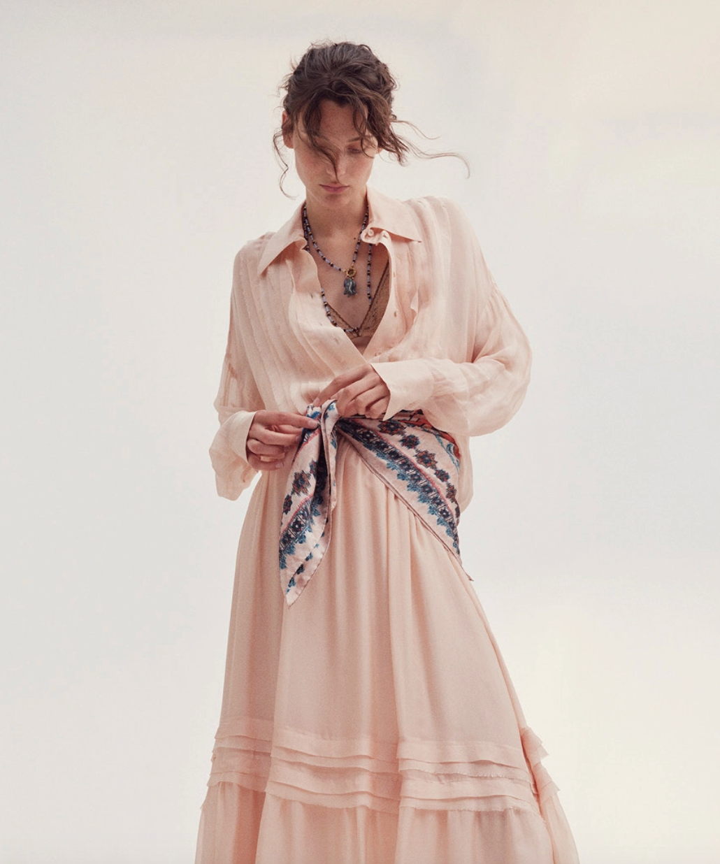 Chemisier Lucia Mousseline Poudre - Momoni