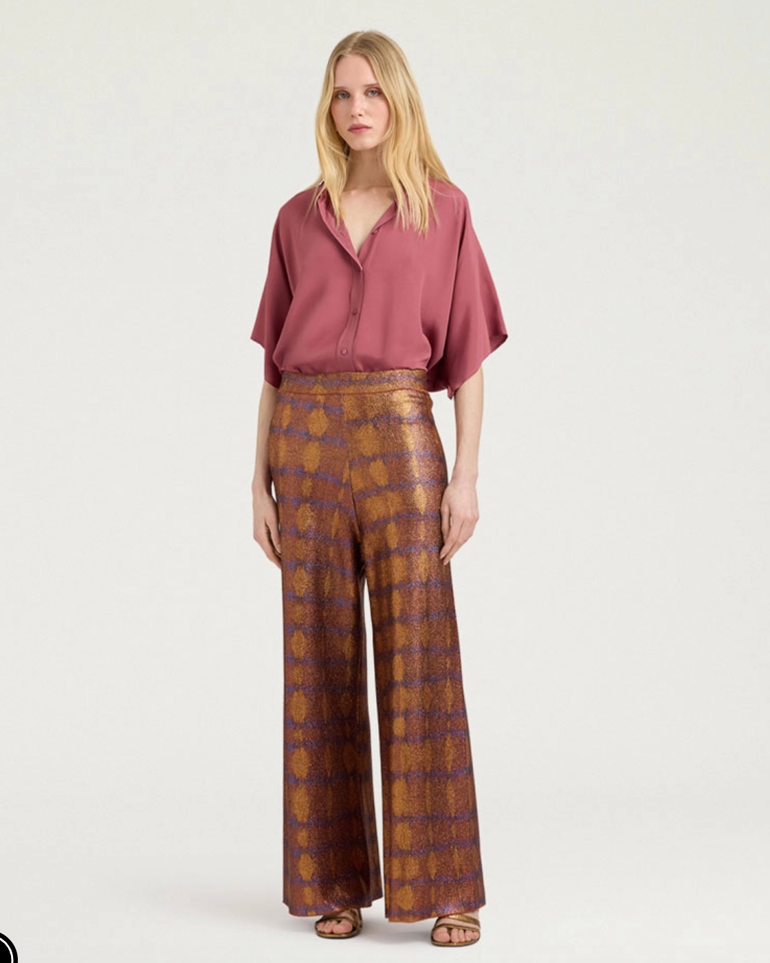 Pantalon Anselmo Imprimé Brûlé/Violet - Momoni