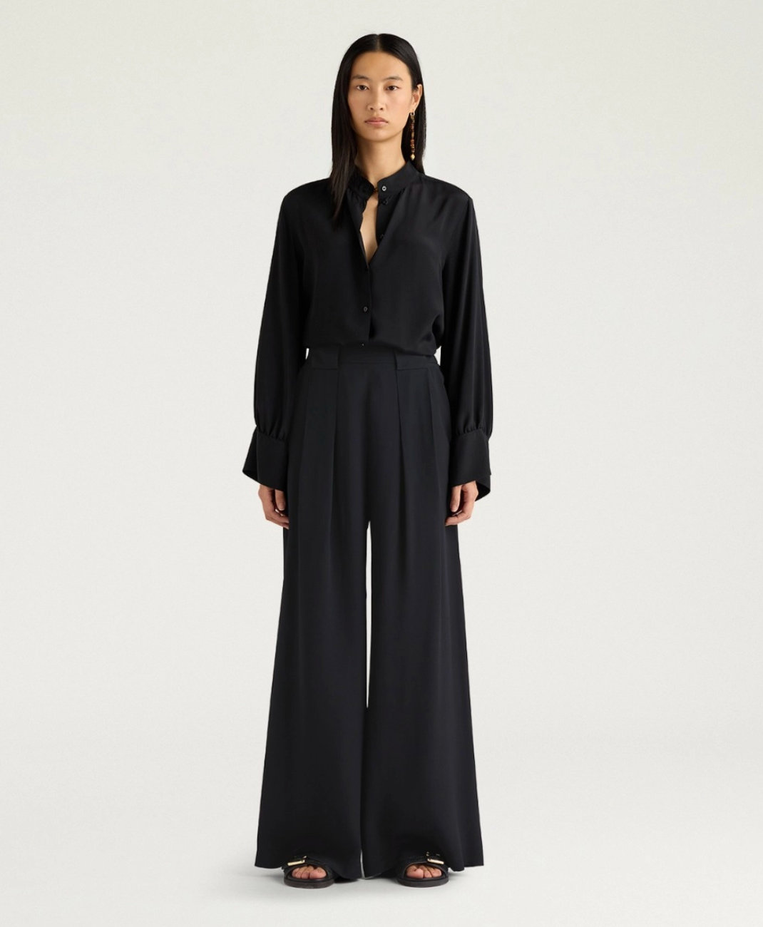 Pantalon Aspen Soie Uni Noir - Momoni