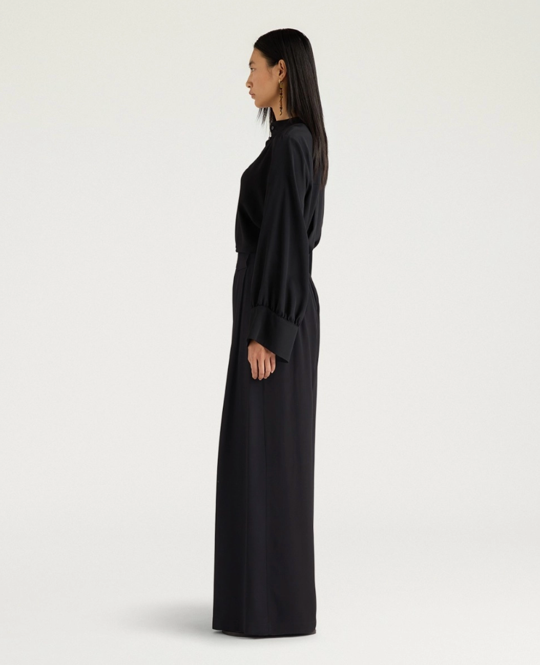 Pantalon Aspen Soie Uni Noir - Momoni