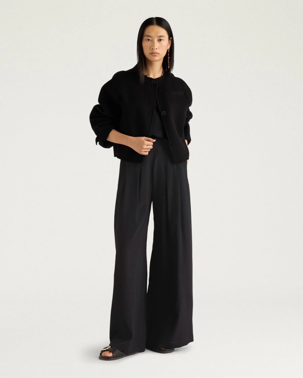 Pantalon Aspen Soie Uni Noir - Momoni