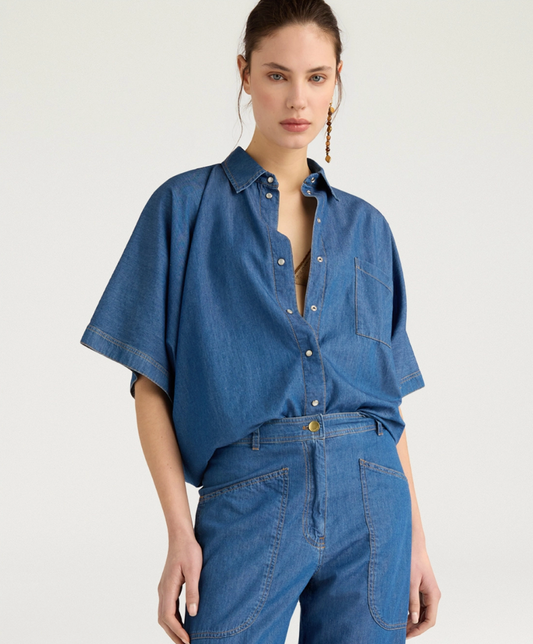 Chemisier Lila Chambray Bleu - Momoni