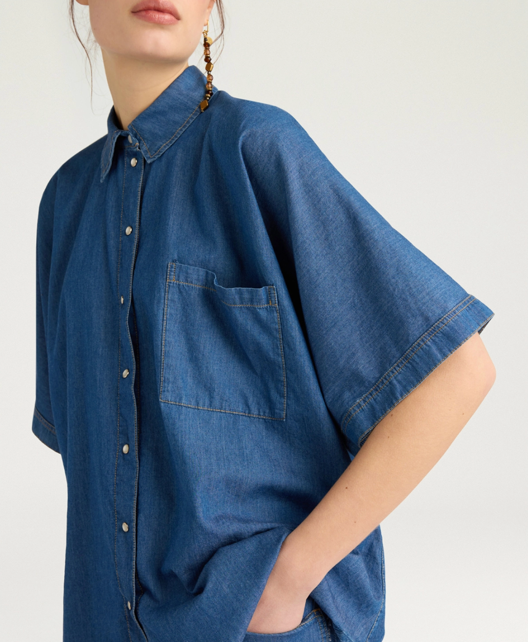 Chemisier Lila Chambray Bleu - Momoni