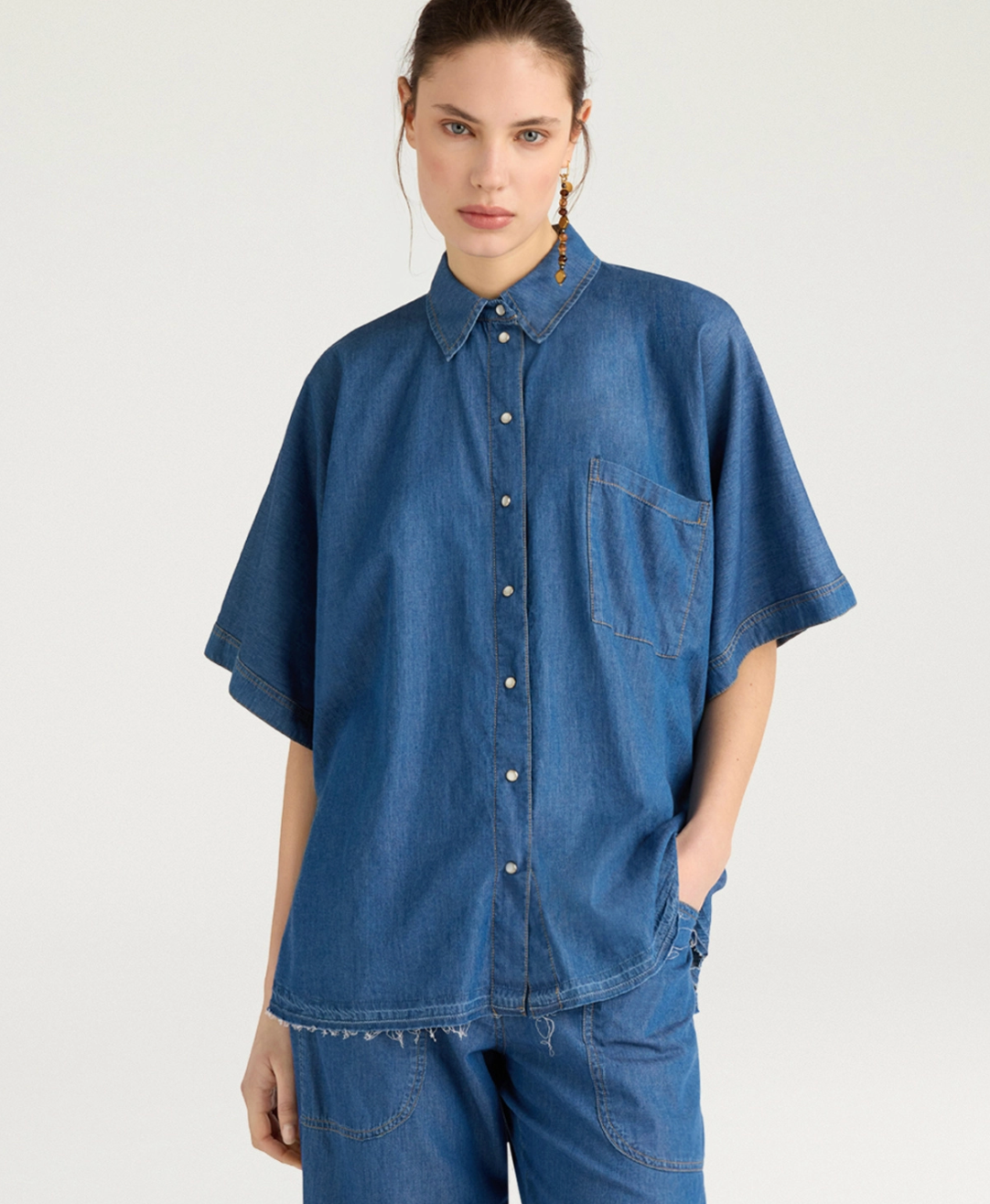 Chemisier Lila Chambray Bleu - Momoni