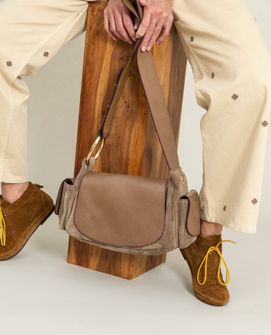 Sac Marine Cuir Taupe - Claris Virot