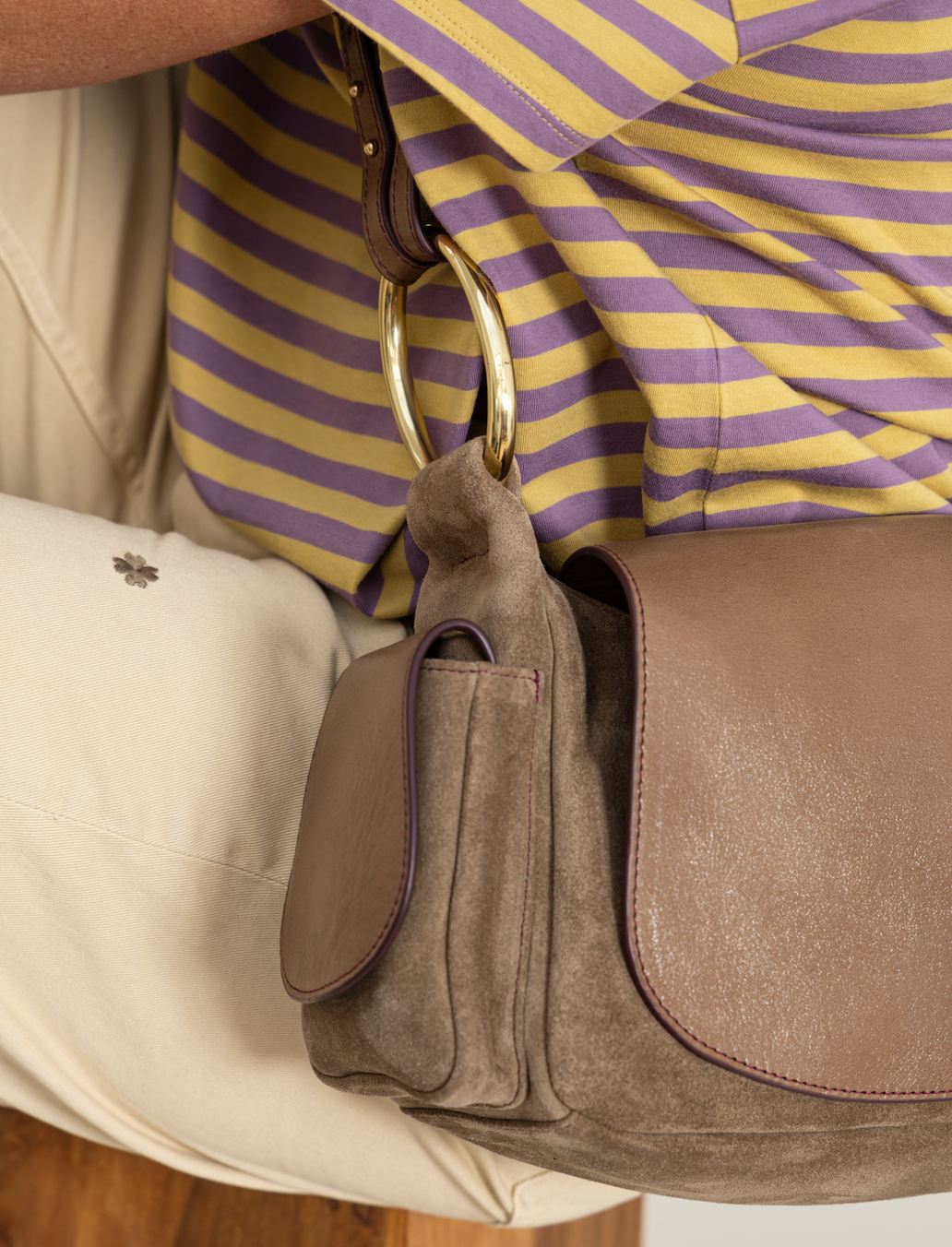 Sac Marine Cuir Taupe - Claris Virot