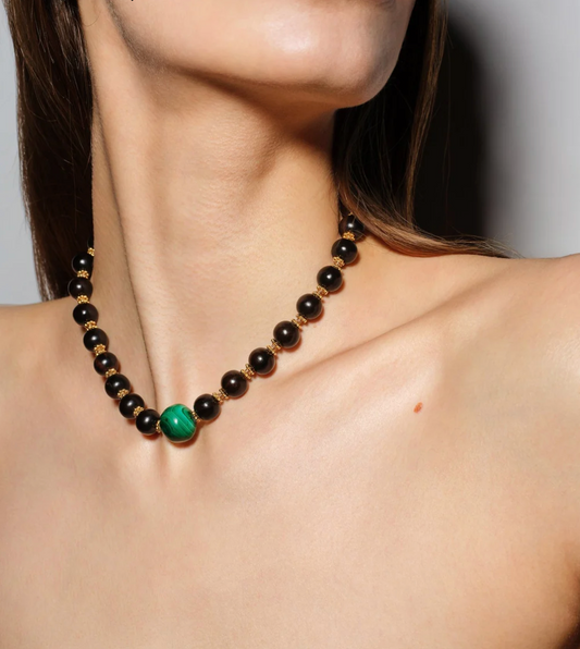 Collier Samhita Bois et Malachite - Tityaravy
