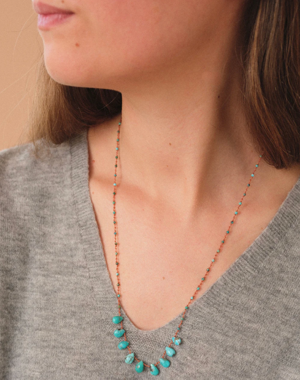 Collier 9 Gouttes Turquoises - Ivarene