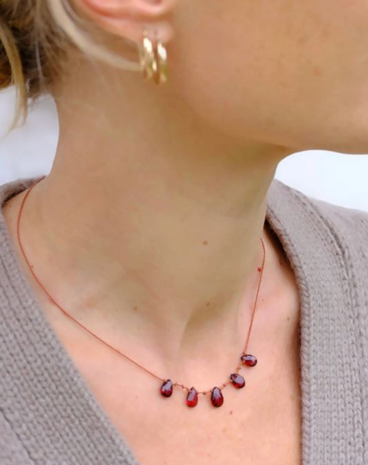 Collier 5 Gouttes Grenat - Ivarene