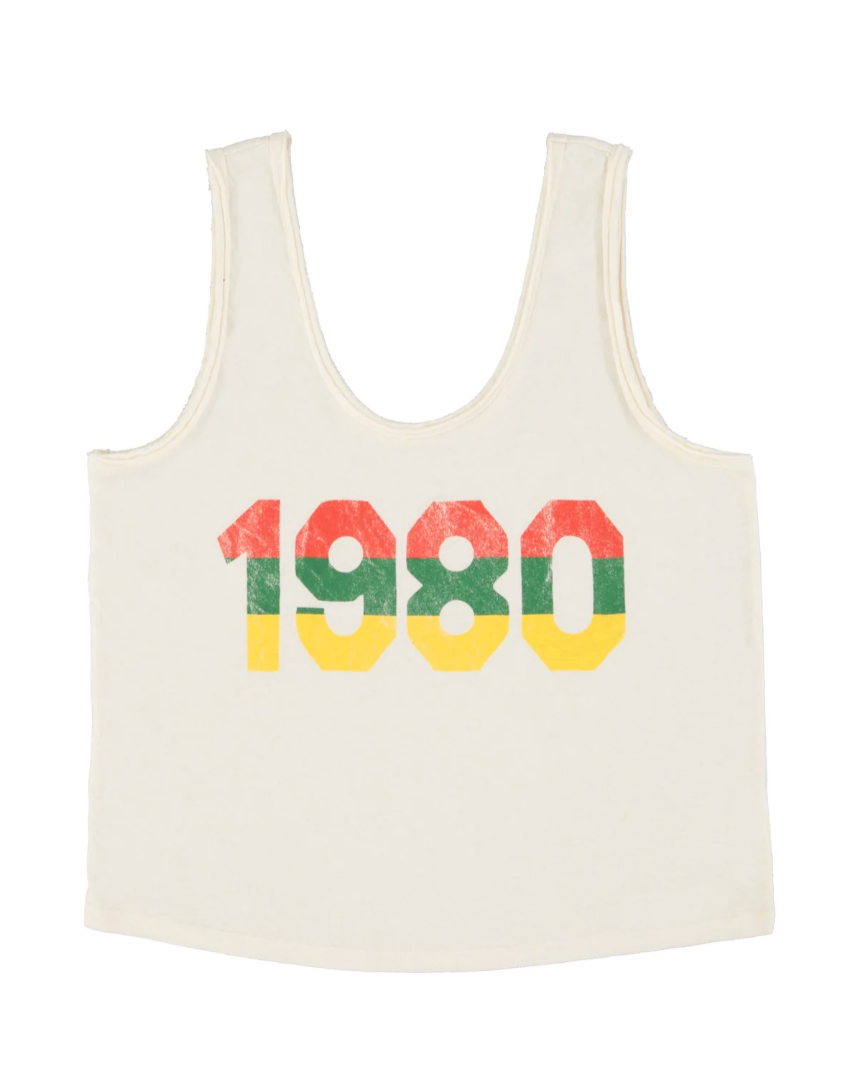 Sleeveless Top Ecru 1980 Print - Sisters Department