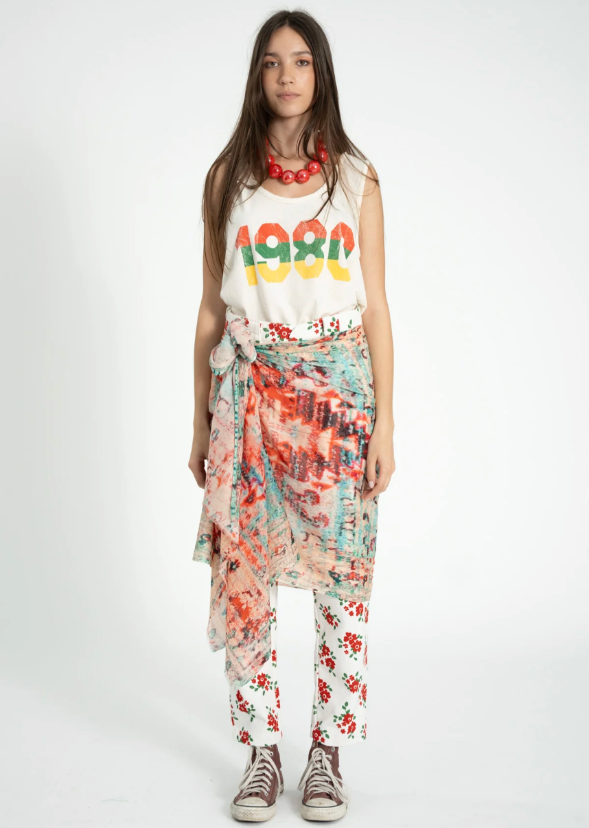 Sleeveless Top Ecru 1980 Print - Sisters Department