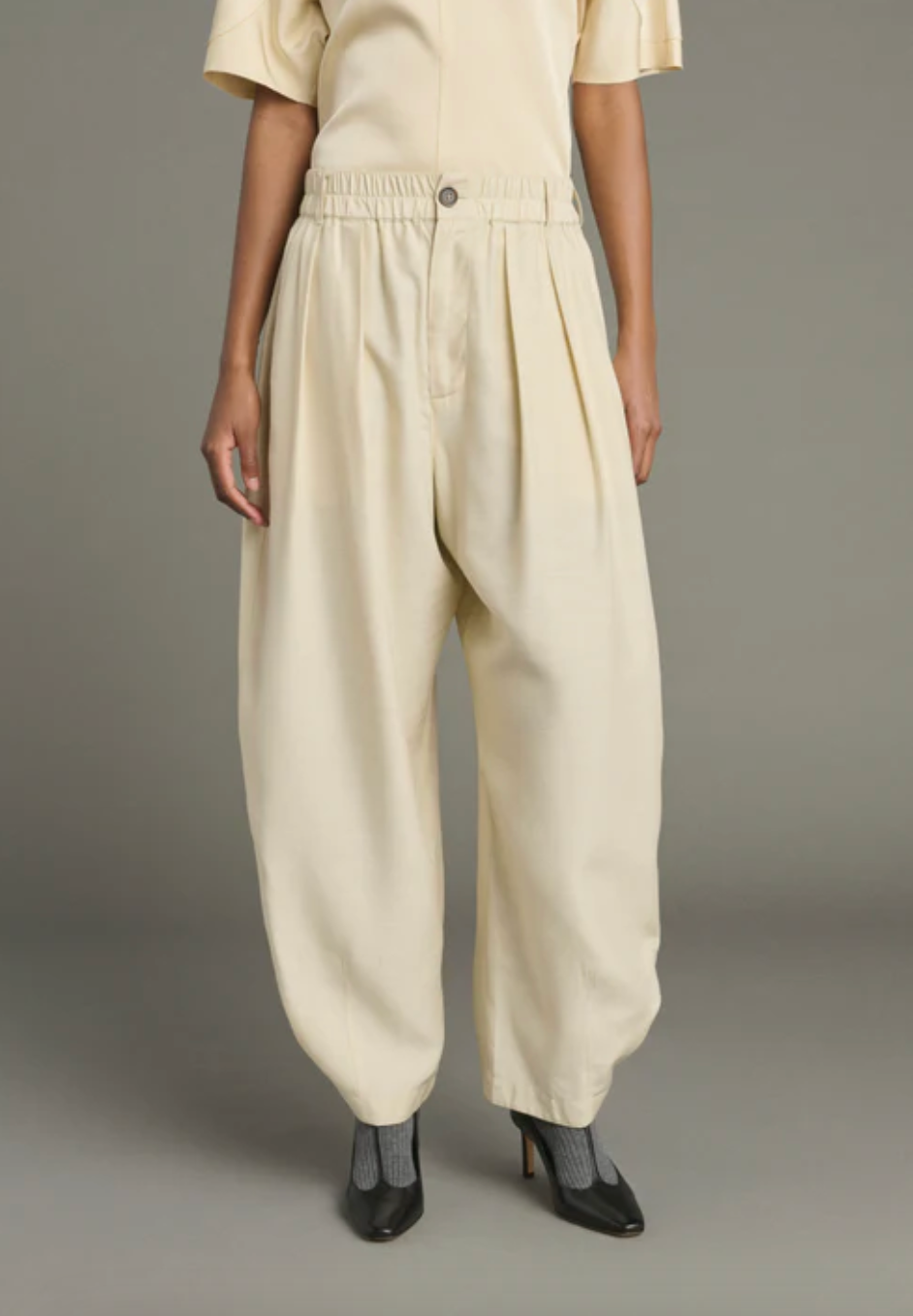 Pantalon Vernon Écru Soie Flammée - Soeur