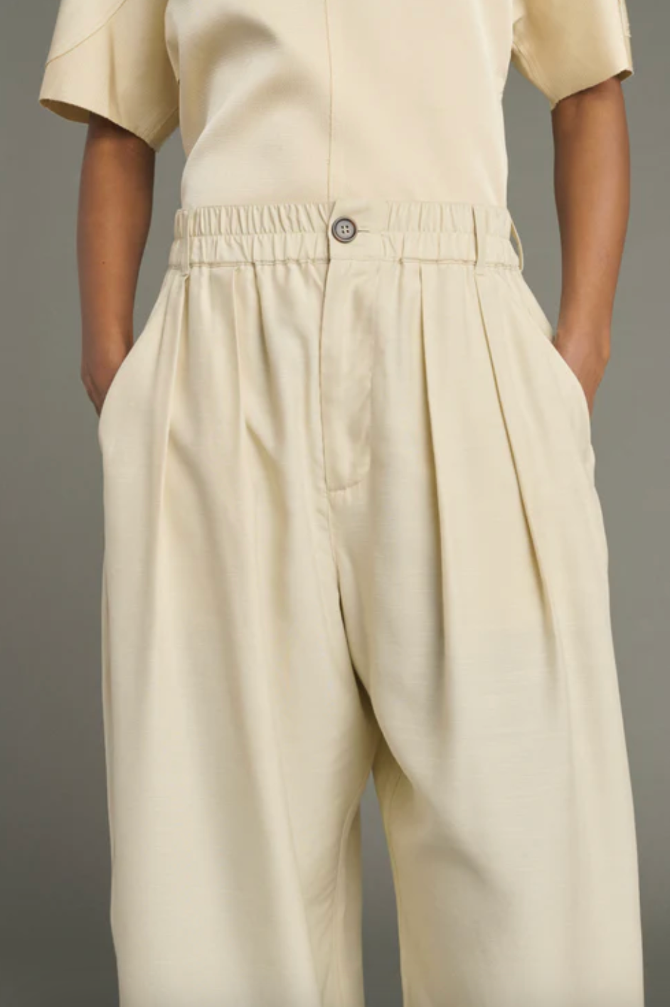 Pantalon Vernon Écru Soie Flammée - Soeur