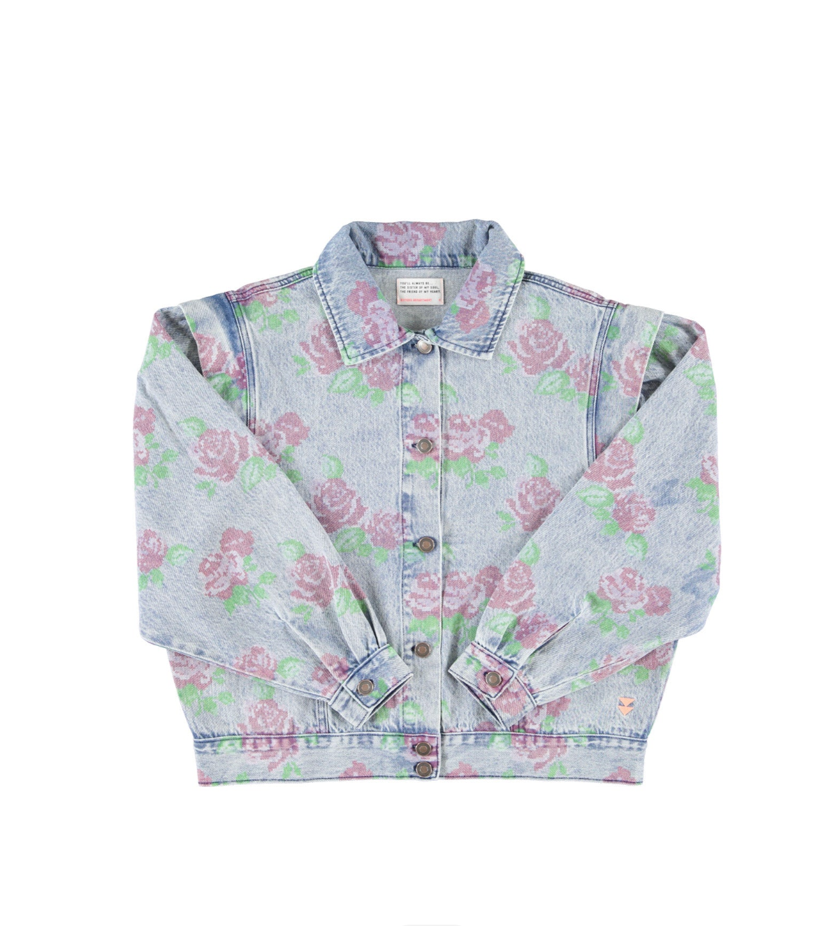 Jacket Washed Blue Denim w/ Flowers - Sisters Department
