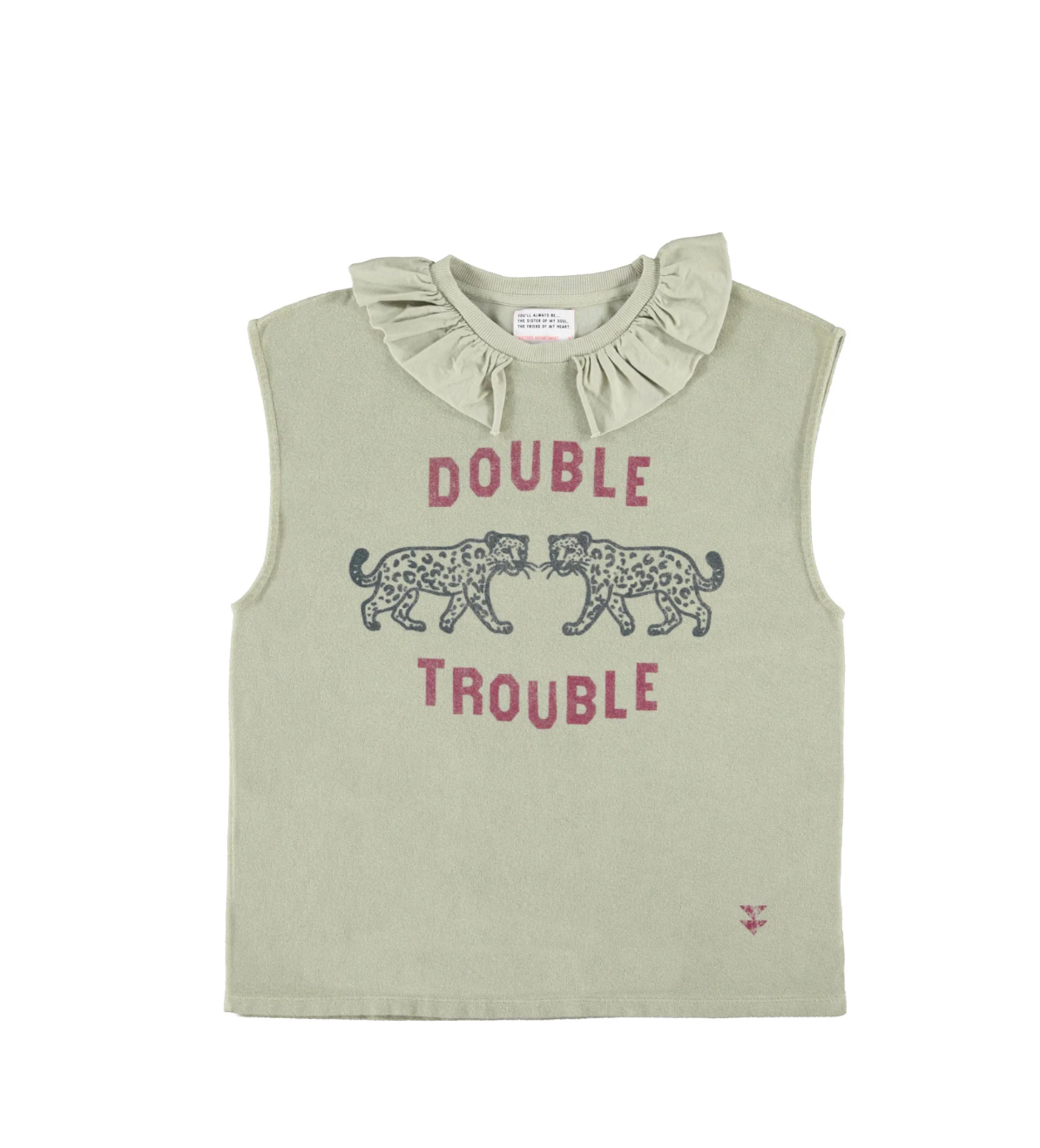 Sleeveless T-Shirt w/ Ruffled Collar Double Trouble - Sisters Department