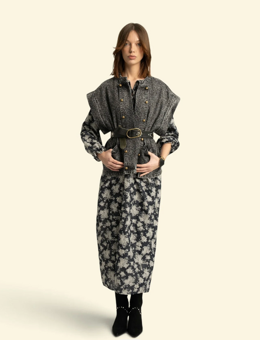 Waistcoat Washed Black Denim - Sisters Department