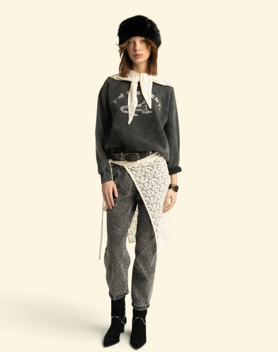 Sweatshirt Fadded Black I'm Innocent Print - Sisters Department