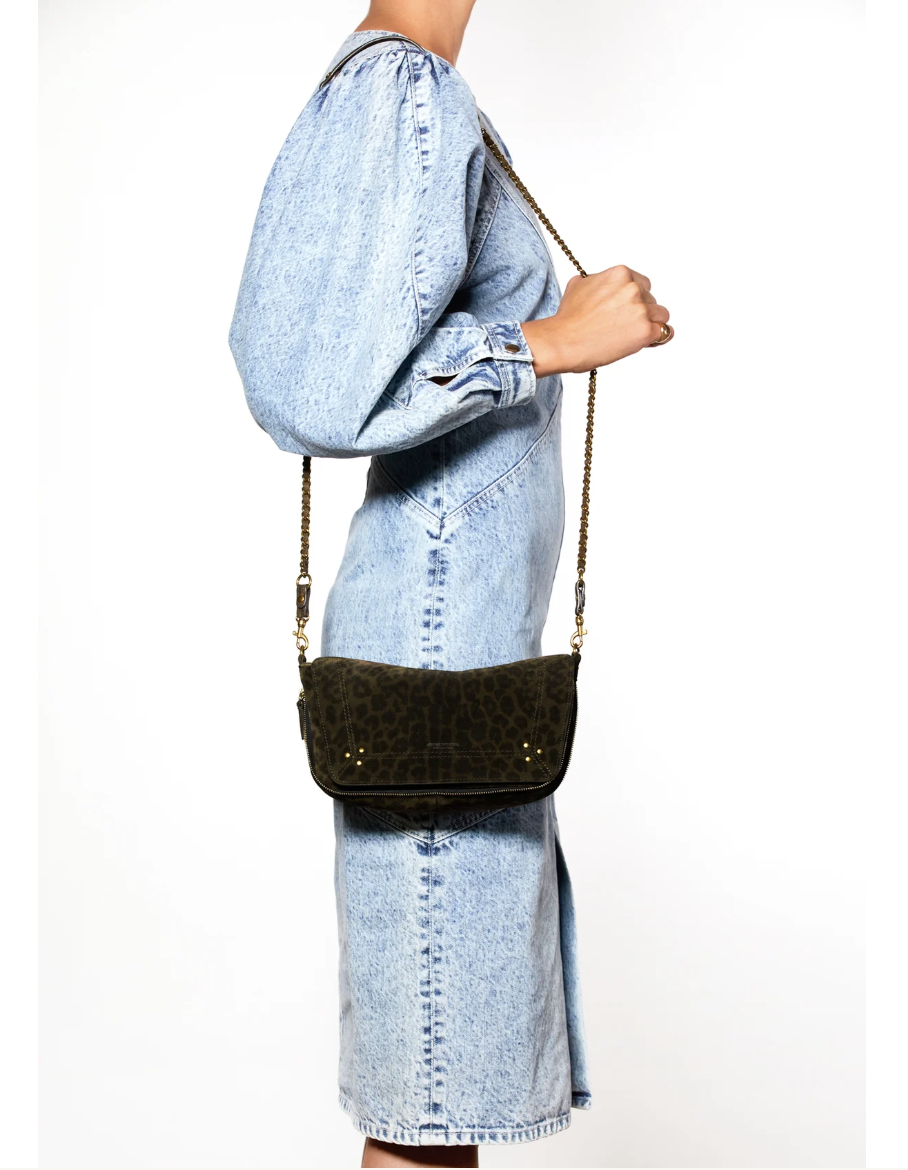 Sac Bobi S Croûte Velours Léopard Kaki - Jérôme Dreyfuss