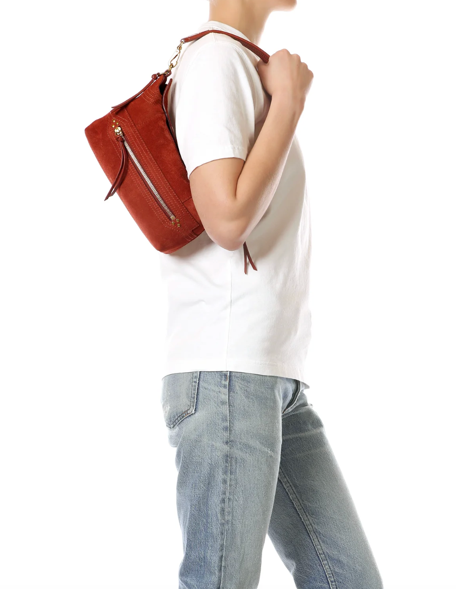 Sac Lucky Hobo Croûte Velours Rouille - Jérôme Dreyfuss
