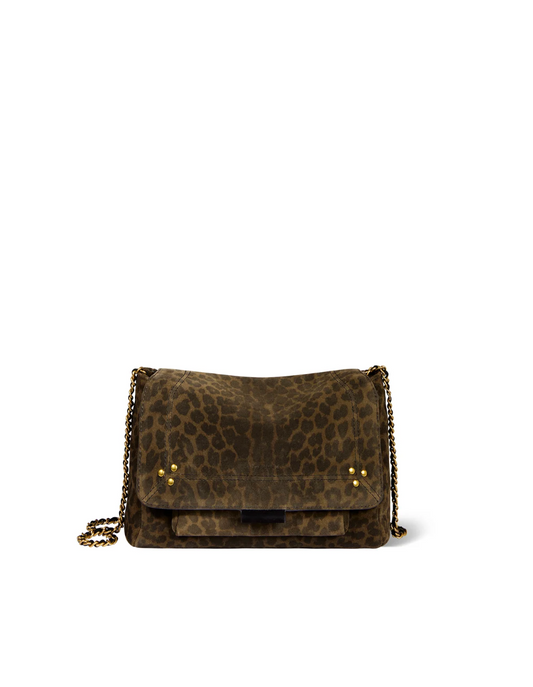 Sac Lulu M Croûte Velours Léopard Kaki - Jérôme Dreyfuss
