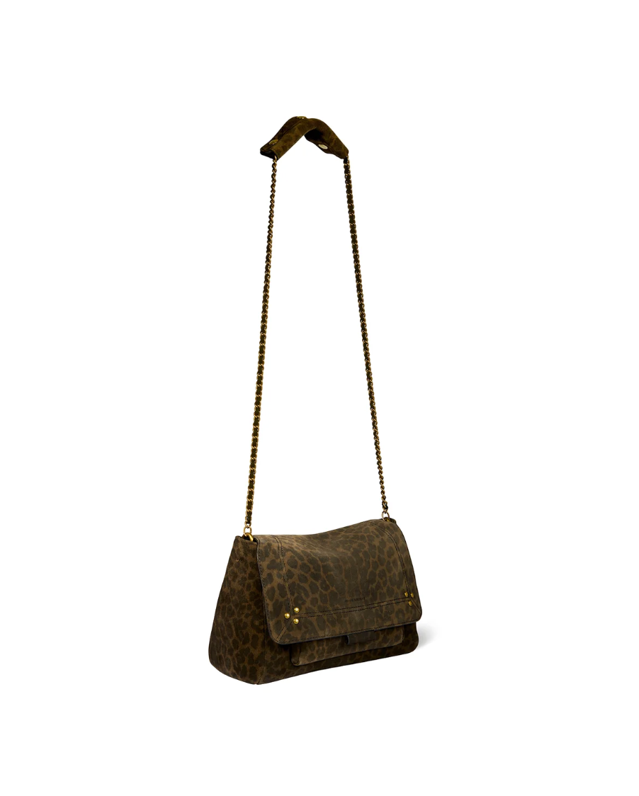 Sac Lulu M Croûte Velours Léopard Kaki - Jérôme Dreyfuss