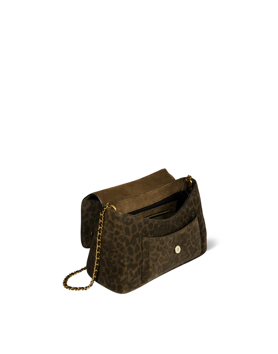 Sac Lulu M Croûte Velours Léopard Kaki - Jérôme Dreyfuss
