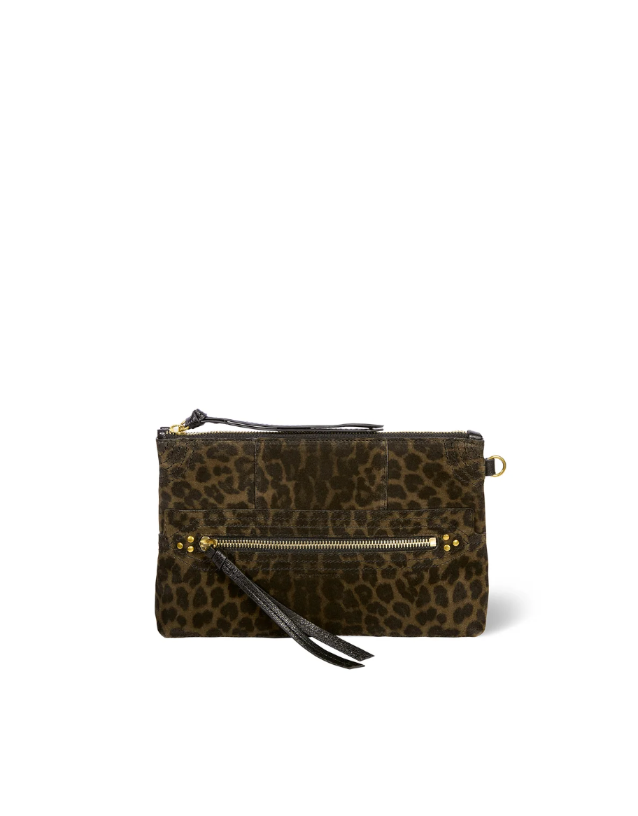 Lucky Clutch Croûte Velours Léopard Kaki - Jérôme Dreyfuss